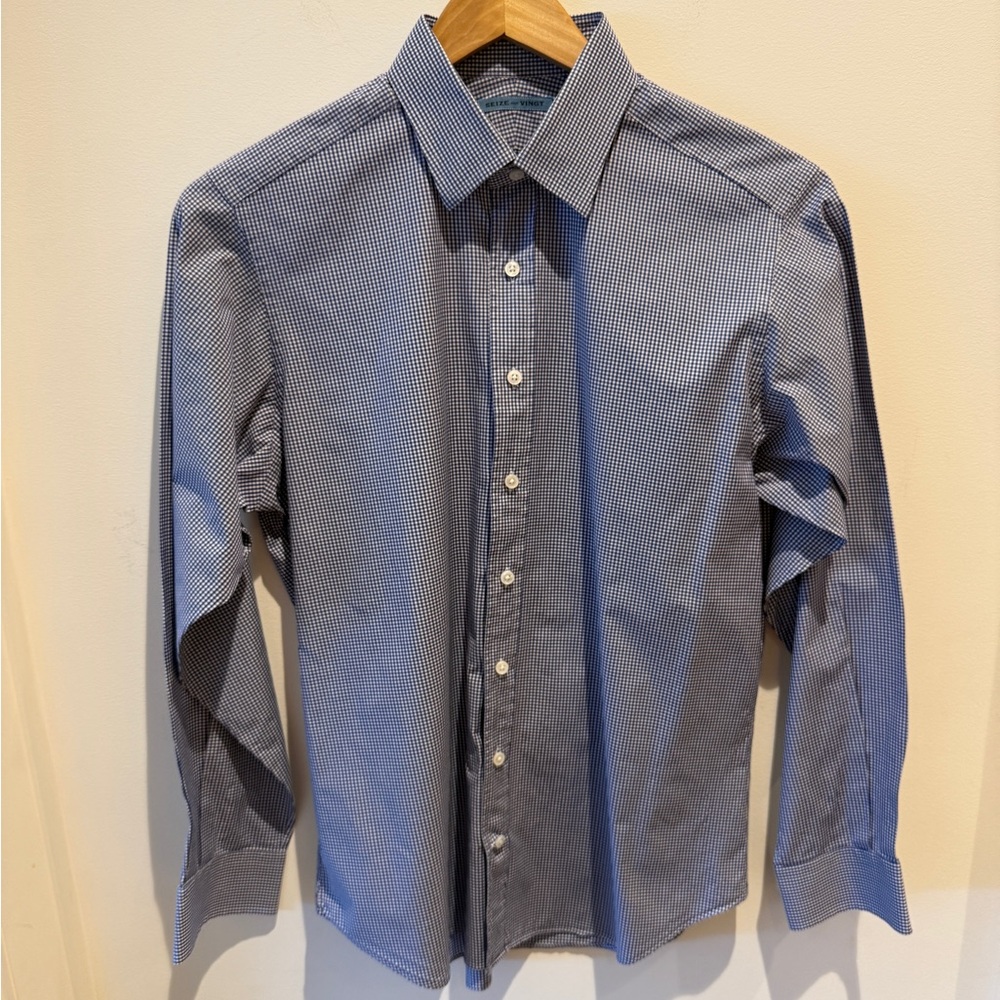 Seize sur Vingt Gingham Ballota Button Up Shirt size 16.5 (x 35)